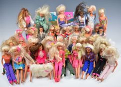 Thirty-five Hasbro Sindy dolls including Glitter Hair Sindy, Party Girl, Tennis, Free Wheelin' and