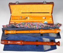 Zen-On tenor recorder in original hard carry case, Adler recorder, length 48cm and a Schott's