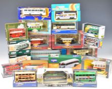 Nineteen Corgi diecast model buses and trams to include PCC Streetcar Washington D.C 55009, London