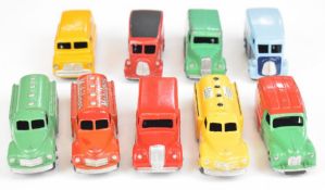 Nine Dinky Toys diecast model tankers and delivery vans to include Esso, Royal Mail Capstan and