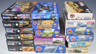 Sixteen Airfix, Revell and similar tank model kits to include Centurion Tank, Chieftan Tank, Leopard