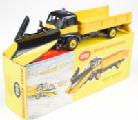 Dinky Supertoys diecast model Snow Plough with yellow/black body, blue light and drop down tailgate,