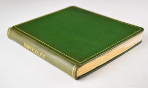 Early 20thC green leather bound autograph book containing various watercolour drawings, verses,