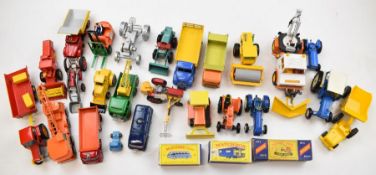 Twenty four Corgi, Dinky and Matchbox diecast model farm vehicles and similar.