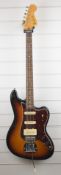 Fender VI 'Pawn Shop' electric bass guitar, in sunburst finish with maple neck and rosewood