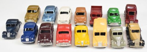 Fifteen Dinky diecast model cars to include Riley, Daimler Ambulance, Austin Devon, Studebaker,