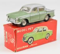 Asahi Toy Company ATC (Model Pet) 1:42 scale diecast model Hillman Minx with green body, grey