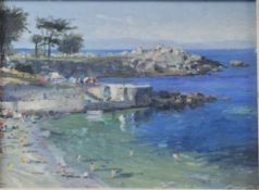 Thomas Kinkade (American 1958-2012) oil on canvas coastal beach landscape Pacific Grove, signed