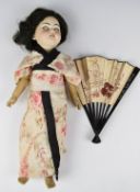 Simon & Halbig bisque headed doll marked SH DEP 1099 to back of head, with weighted brown eyes, open