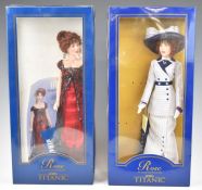 Two Franklin Mint Titantic 'Rose' portrait dolls, both in original boxes with display stands, height
