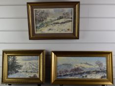 Ernest Knight (1915-1995) three oil on board Dartmoor winter landscapes comprising Haytor,