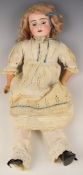 Victorian Bahrd & Proschild bisque doll marked 261 DEP to back of head, with fixed brown glass eyes,