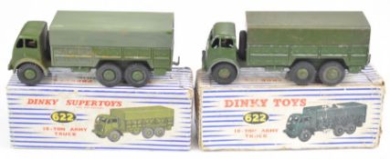 Two Dinky Toys diecast model 10-Ton Army Trucks, 622, both in original boxes.