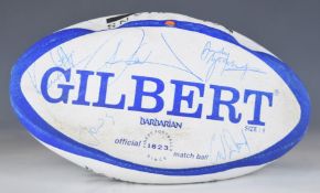 Gilbert Barbarian official Barbarians / Scottish Amicable Rugby 1999 Match Ball signed by Zinzan