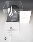 Manchester United signed football autographed by 13 of the 2017 team, in display case, with