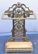 Late 19th or early 20thC Coalbrookdale style cast iron stick stand with drip tray, marked verso Rd