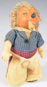 Vintage Steiff Mickie hedgehog character doll with original paper label, height 18cm.