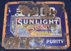 Sunlight Soap £1000 Guarantee of Purity vintage enamel advertising sign, 69 x 91cm