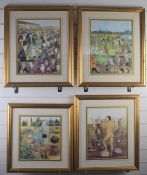 Sue Macartney-Snape (born 1957) set of four signed prints comprising 'The Art Class', 'Royal Ascot',