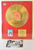 Mott the Hoople - Framed gold disc presented to Dale Griffin. Formerly the property of Terence