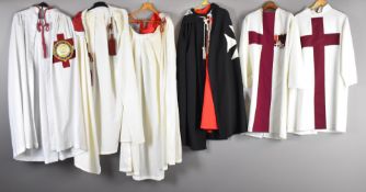Masonic / Knights Templar regalia including capes / cloaks, staff, jewels, ties, hats etc
