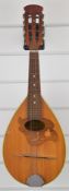 Reghin Romanian four double-string mandolin with bowl back, length 61cm