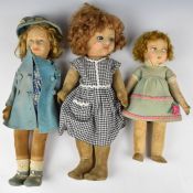 Three Chad Valley or similar felt covered dolls to include a Bambina doll in a black and white