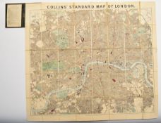 Collins' Standard Map of London, dated 1892, in leather cover with London guide to inside cover, map