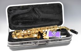 Earlham Series 2 alto saxophone with mother of pearl inlay, in hard carry case, together with