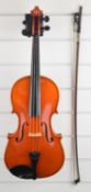 Stentor 4/4 'Graduate' violin with two piece back and octagonal bow, length of back 36cm,