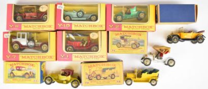 Nine Matchbox Models of Yesteryear diecast model cars to include 1913 Cadillac Y-6, 1911 Daimler Y-