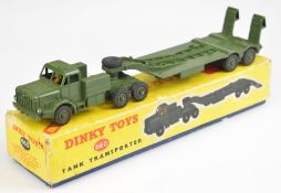 Dinky Supertoys diecast model Tank Transporter with green body and trailer, 660, in original box.