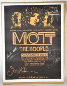 Mott the Hoople - 2013 tour print signed by Ian Hunter, Mick Ralphs, Overend Watts, Verden Allen and
