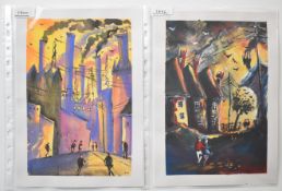 James Ndokera (contemporary British), 39 watercolours including street scenes, factory scenes