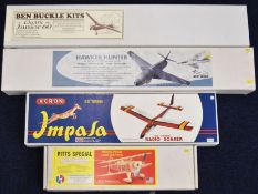 Four model aircraft kits to suit radio control including West Wings Hawker Hunter, wing span 70cm,