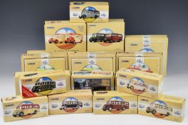 Eighteen Corgi Commercials and similar diecast model Bedford OB Coach or buses, liveries include