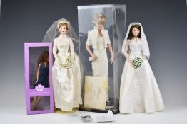 Franklin Mint Diana Princess of Wales doll, height 46cm, together with three other portrait dolls