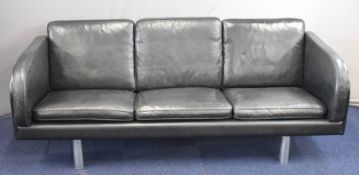 Jorgen Gammelgaard for Erik Jorgensen mid century Scandinavian retro three seater black leather