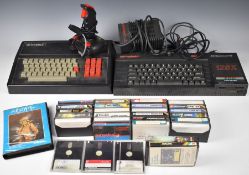 Sinclair 128K ZX Spectrum +3 with power supply, a collection of games and a DK'Tronics keyboard.
