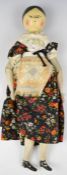 Victorian wooden folk art possibly German Grodnertal or similar style 'wooden top' doll with