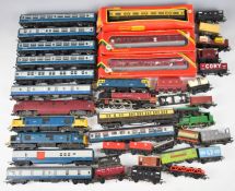 00 gauge model railway rolling stock comprising Hornby Dublo 0-6-0 tank locomotive, thirteen coaches