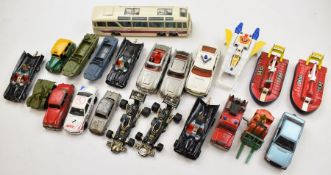 Twenty two vintage Dinky and Corgi diecast model cars to include Batmobile, Aston Martin DB5, Austin