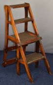 Arts & Crafts / Art Nouveau mahogany metamorphic library steps / chair, maximum height 86cm