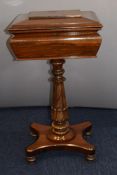 Victorian rosewood tea caddy on stand, 44 x 34 x 80cm