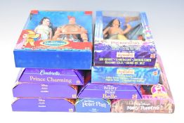 Nine Mattel Disney character dolls to include Peter Pan 10719, Aladdin 2548, Mary Poppins 10313