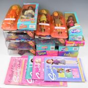 A collection of Barbie style fashion dolls including Flavas, Maxie, Asha and Tanya, all in