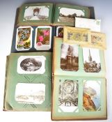 Edwardian and later postcards in four albums and loose, to include Somerton, Petworth, Coniston,