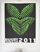 Rugby World Cup 2011 limited edition signed 'Laser Logo Tiki' screen print by Dick Fraizzell, New
