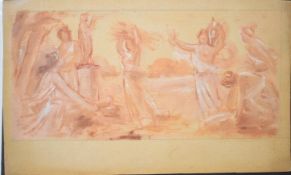 Attributed / manner of Pierre Puvis de Chavannes (French, 1824-1898), oil on paper sketch of