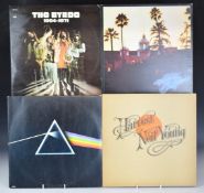 Approximately 110 albums including The Rolling Stones (Exile with 12 postcards), The Beatles,